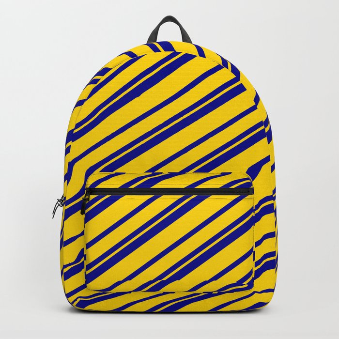 Dark Blue and Yellow Colored Lines/Stripes Pattern Backpack