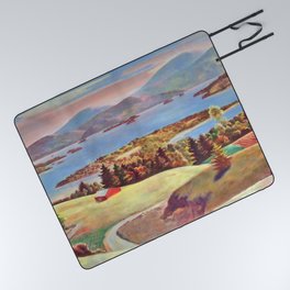 Lake George, Adirondack Mountains, New York pastoral landscape painting by Judson Smith Picnic Blanket