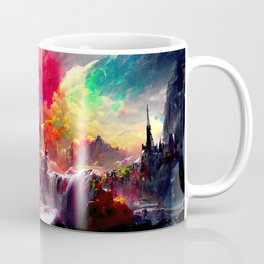 Medieval Town in a Fantasy Colorful World Coffee Mug | City, Tower, Painting, Beautiful, Historic, Ancient, Castle, Landscape, Town, Colors 
