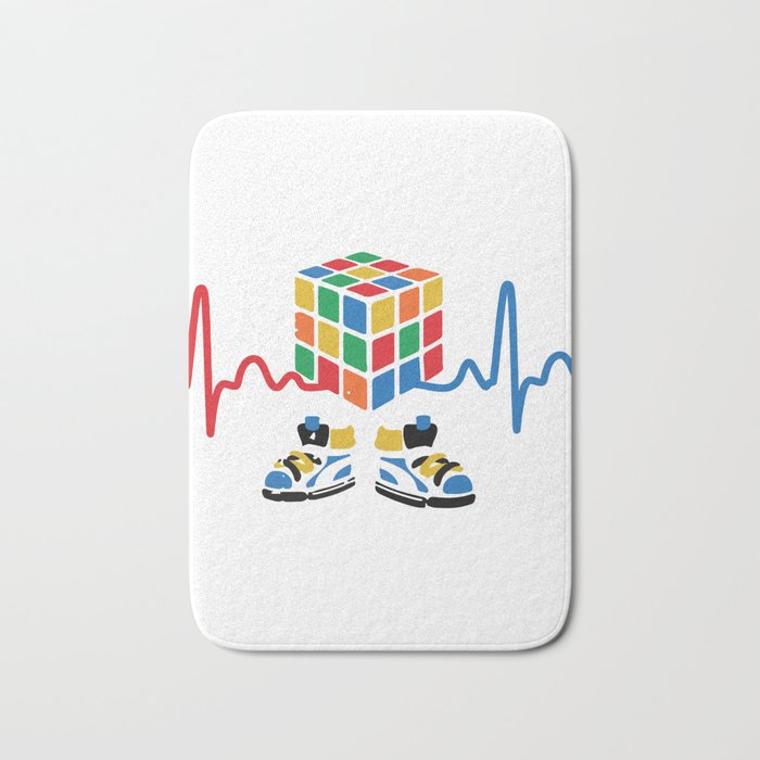 Heartbeat rubik cube / cube lover / cube game Bath Mat