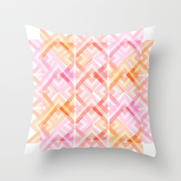 Pink/Orange Pattern Throw Pillow