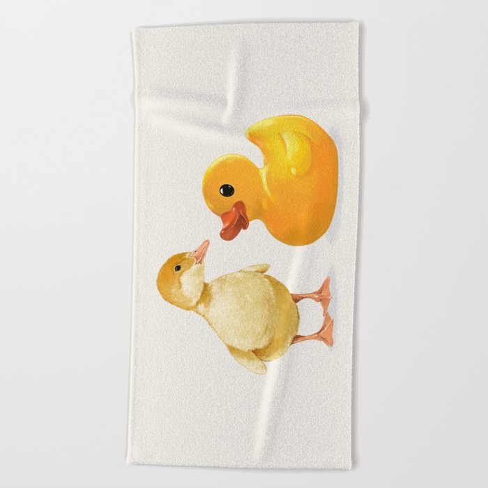 Little Duckling Meet A Friend Beach Towel