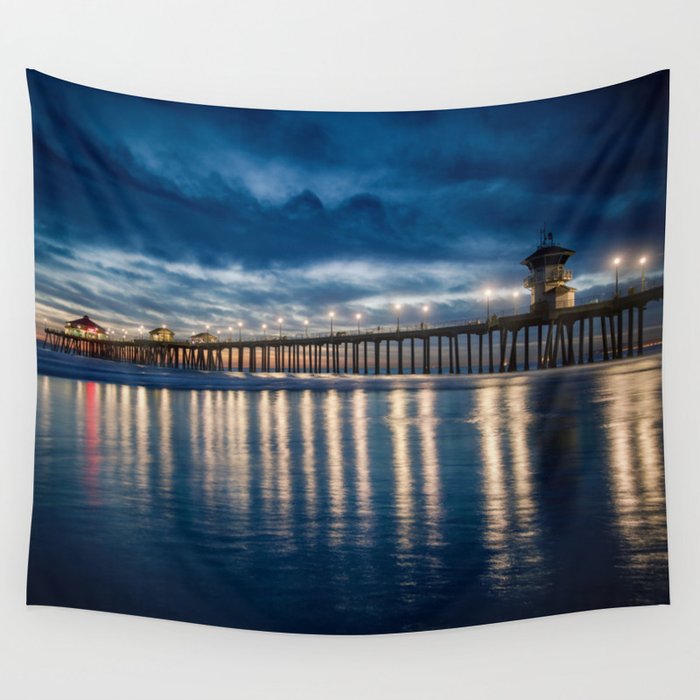 Huntington Beach Pier Sunset Blues  1-29-18 Wall Tapestry