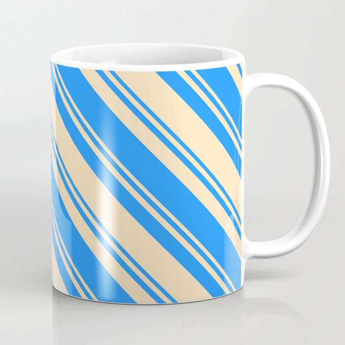 Blue and Beige Colored Pattern of Stripes Coffee Mug