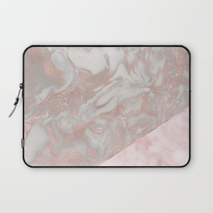 Pink marble & french polished rose gold marble Laptop Sleeve