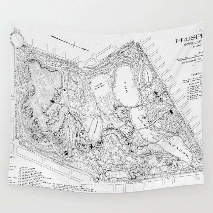 Vintage Map of Prospect Park (1901) Wall Tapestry