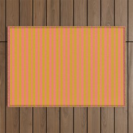 [ Thumbnail: Salmon & Goldenrod Colored Striped Pattern Outdoor Rug ]