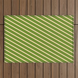[ Thumbnail: Green & Tan Colored Striped Pattern Outdoor Rug ]