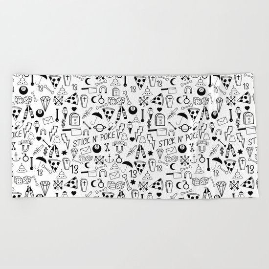 Stick and Poke Tattoo Beach Towel