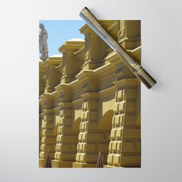 Argentina Photography - Beautiful Yellow Castle With A Statue Wrapping Paper
