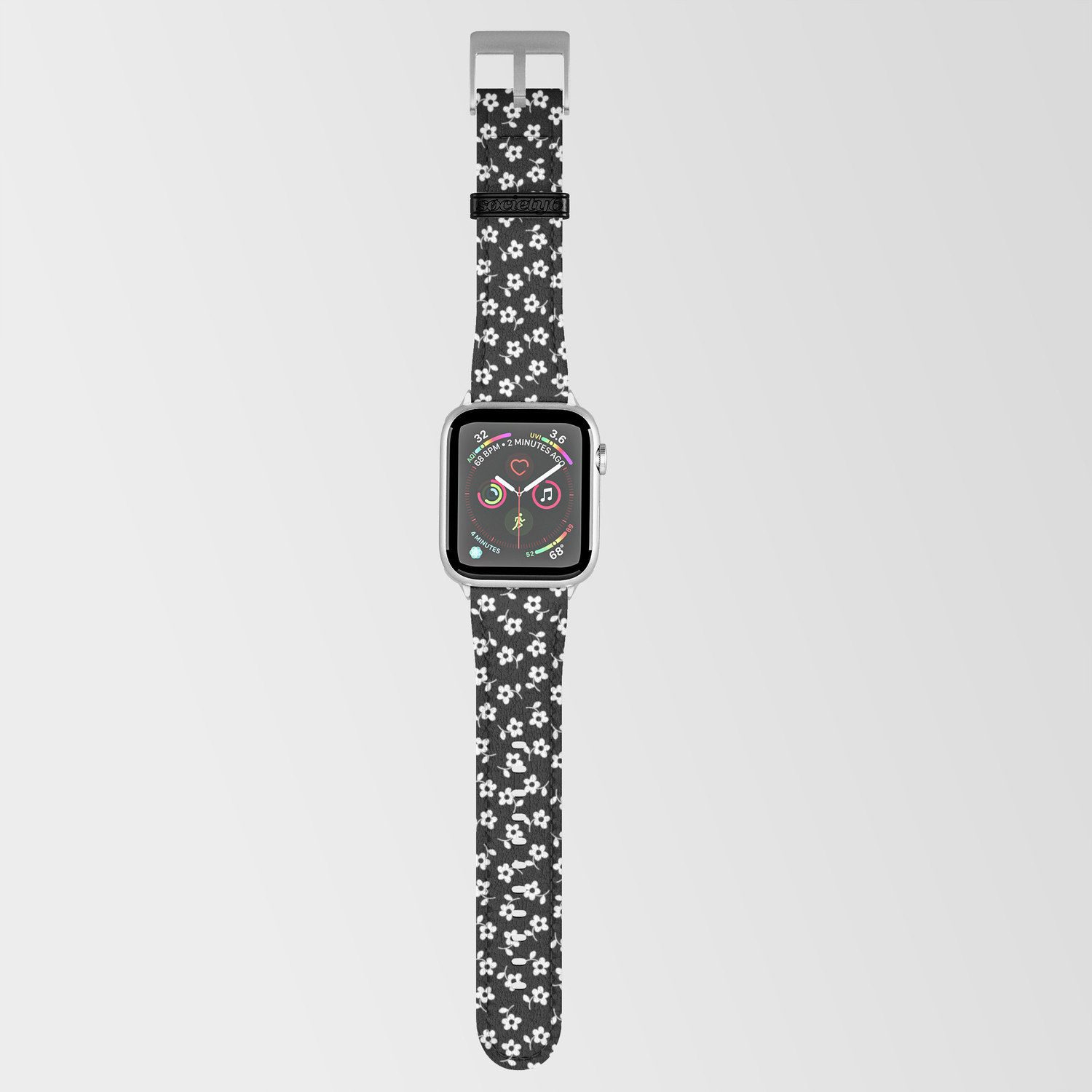 Forget Me Nots White On Black Apple Watch Band By Sally Cummings Designs Society6