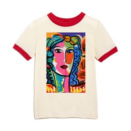 French Portrait Colorful Woman Fauvism by Emmanuel Signorino Kids T Shirt