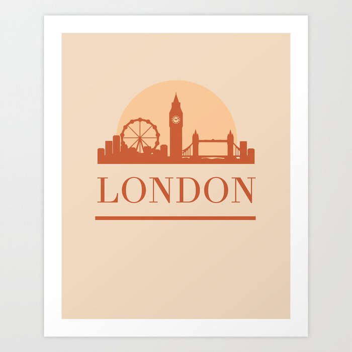 LONDON ENGLAND CITY SKYLINE EARTH TONES Art Print by deificus Art ...