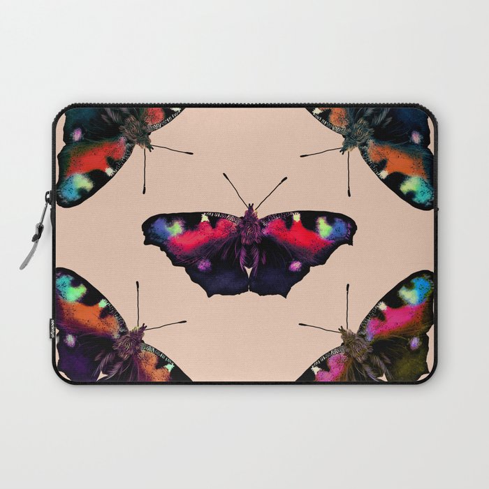 Colorful Mirrored Moths: Beige Laptop Sleeve