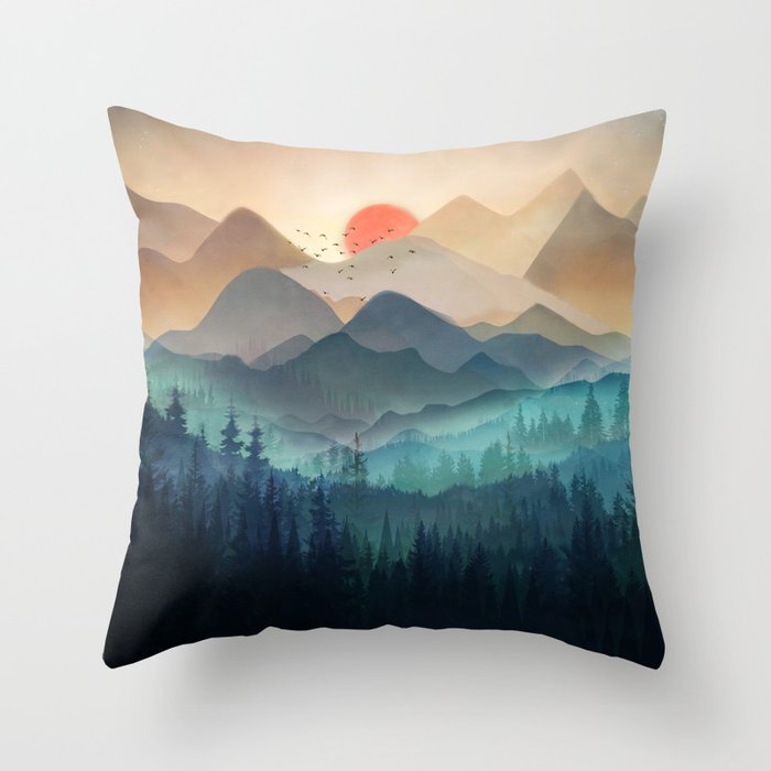 Wilderness Becomes Alive at Night Throw Pillow