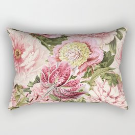 Vintage & Shabby Chic Floral Peony & Lily Flowers Watercolor Pattern Rectangular Pillow
