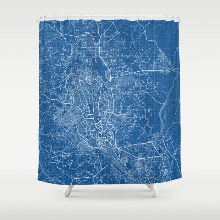 Dhaka City Map of Bangladesh Blueprint Shower Curtain by deMAP Studio Society6
