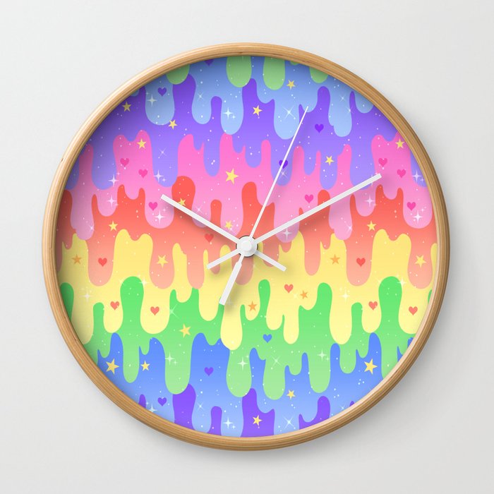 Rainbow Slime Wall Clock By Paisleydrawrs Society6