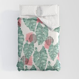 Watercolor tropical leaves abstract Comforter