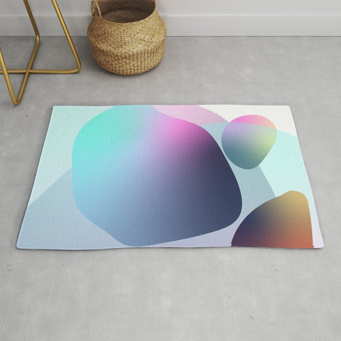 Bubble - Colorful Minimalistic Modern Art Design in Pink Dark Blue and Turquoise Rug
