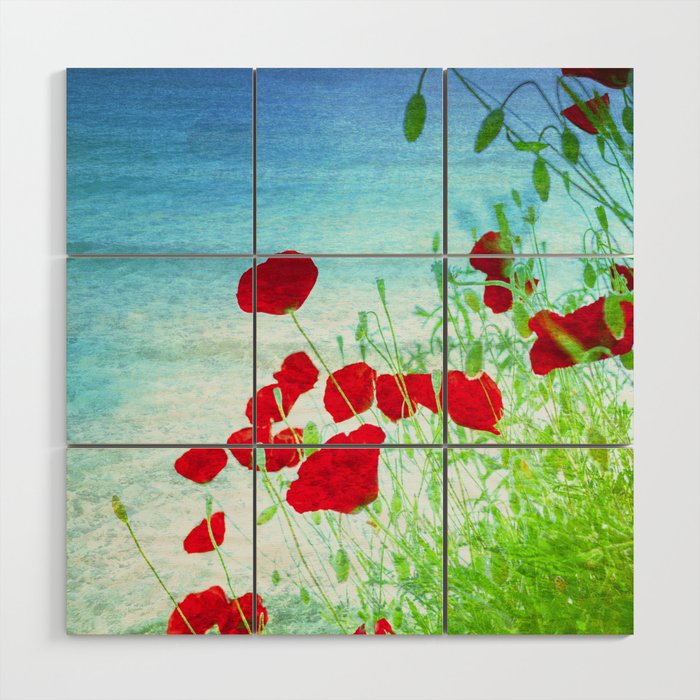 poppy painted impressionism style Wood Wall Art