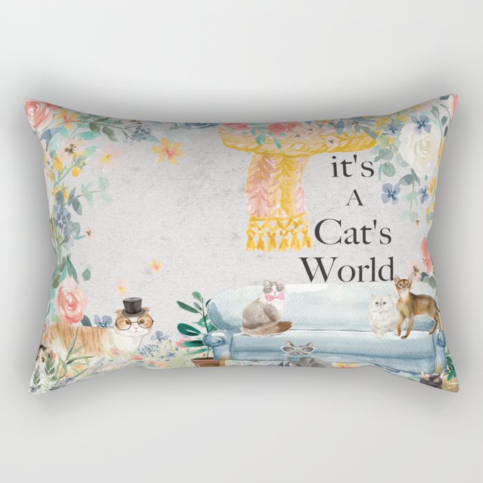 It's A Cats World Rectangular Pillow