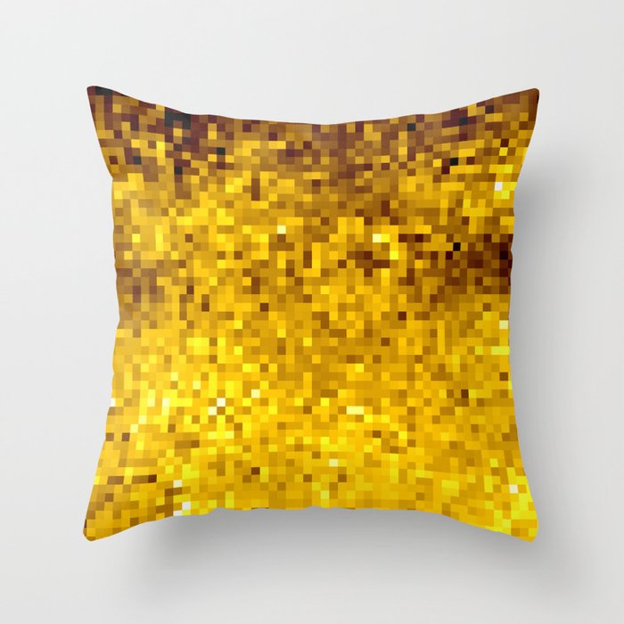 Goldenrod Yellow Pixels Throw Pillow