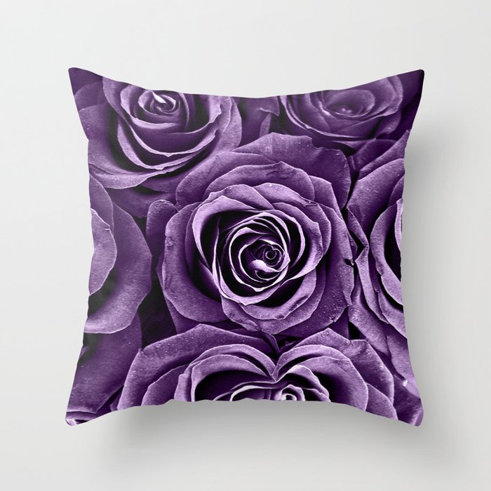 Rose Bouquet in Purple Throw Pillow