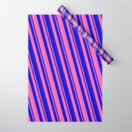 [ Thumbnail: Hot Pink & Blue Colored Lines/Stripes Pattern Wrapping Paper ]