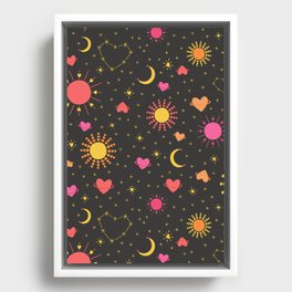 You Are My Sun, My Moon, and All of My Stars Pattern Dark Framed Canvas