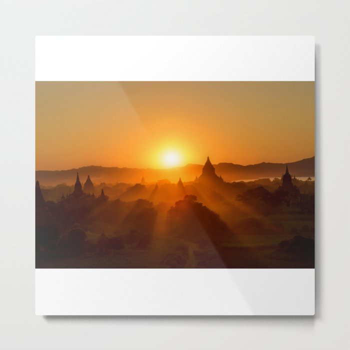 Morning sun rising in Myanmar Metal Print