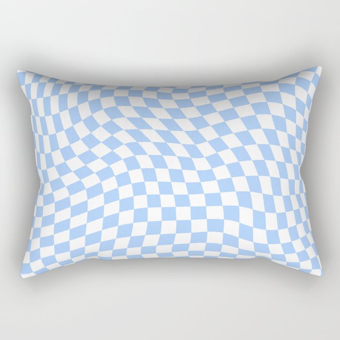 Pastel Blue Twisted Swirl Checkered Squares  Rectangular Pillow