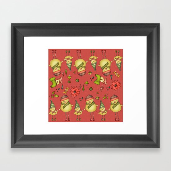 Two Chicks Pattern ~ Red Framed Art Print