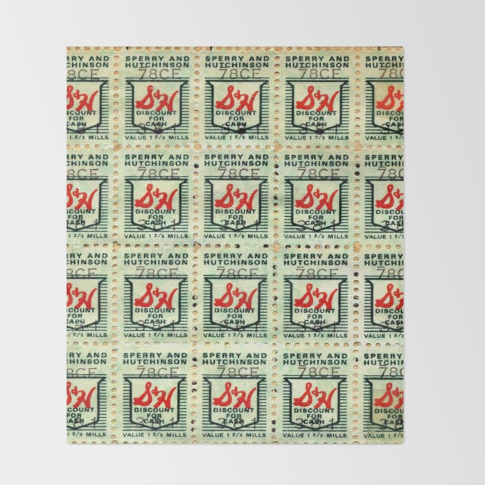 S H Green Stamps Throw Blanket By Lazybonesstudios Society6