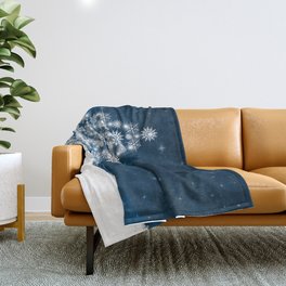 Blue Christmas Eve Snowflakes Winter Holiday Throw Blanket