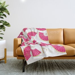 M's Folding Fan Gold and Pink Throw Blanket