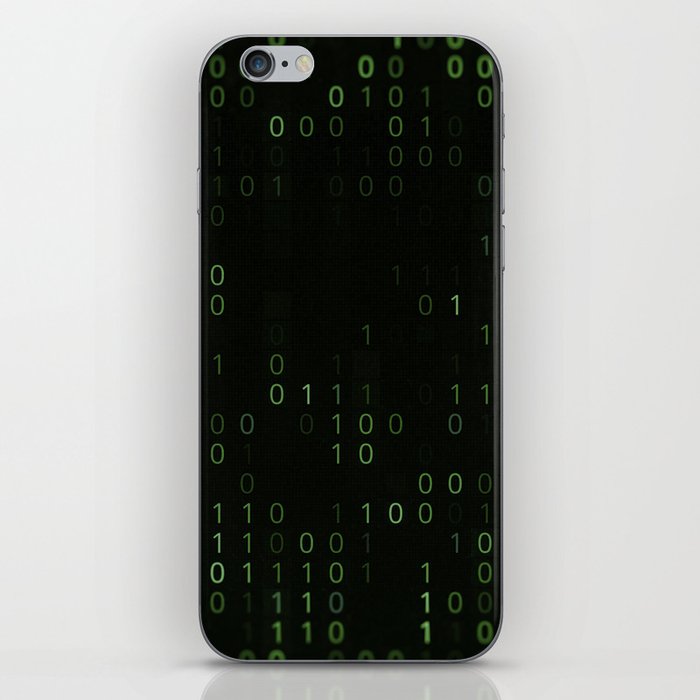 Green background of matrix with binary code iPhone Skin