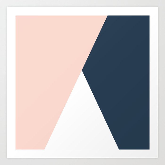 Elegant blush pink & navy blue geometric triangles Kunstdrucke Elegant blush pink & navy blue geometric triangles Kunstdrucke