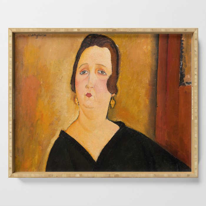 Madame Amedee, Woman with Cigarette, 1918 by Amedeo Modigliani  Serving Tray
