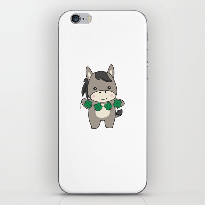 Donkey With Shamrocks Cute Animals For Happiness iPhone Skin