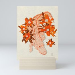 Alligator and Camellias Mini Art Print