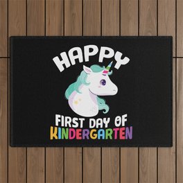 Happy First Day Of Kindergarten Unicorn Outdoor Rug