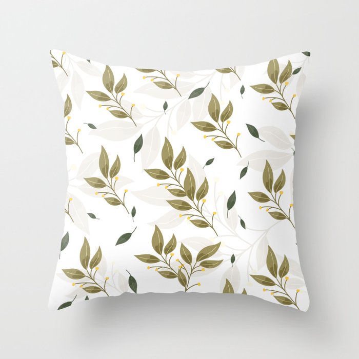 Seamless exotic pattern with tropical leaves 2 Throw Pillow