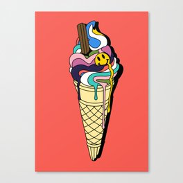 Summer Rave Psychedelic Ice Cream Canvas Print