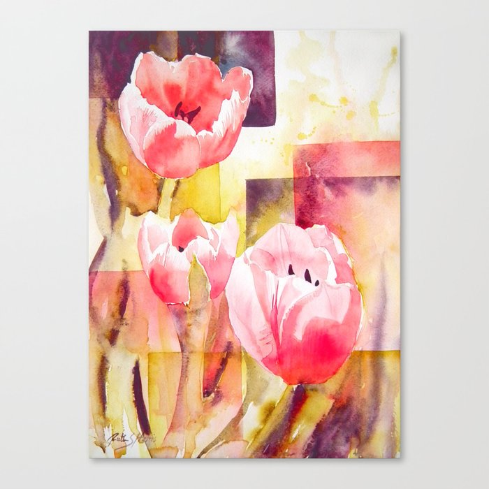 Tulip Watercolor Pink Tulips Canvas Print By Ruthsharris Society6