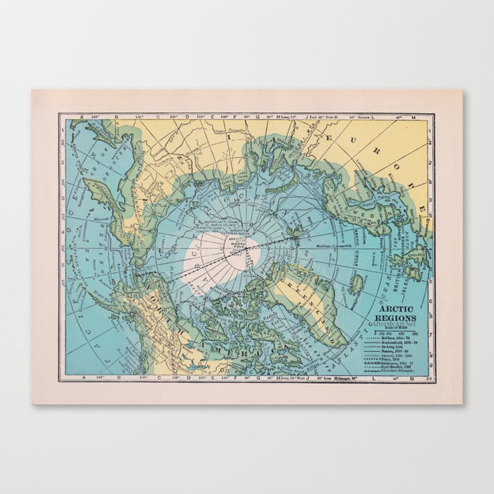 Vintage Arctic Map Canvas Print