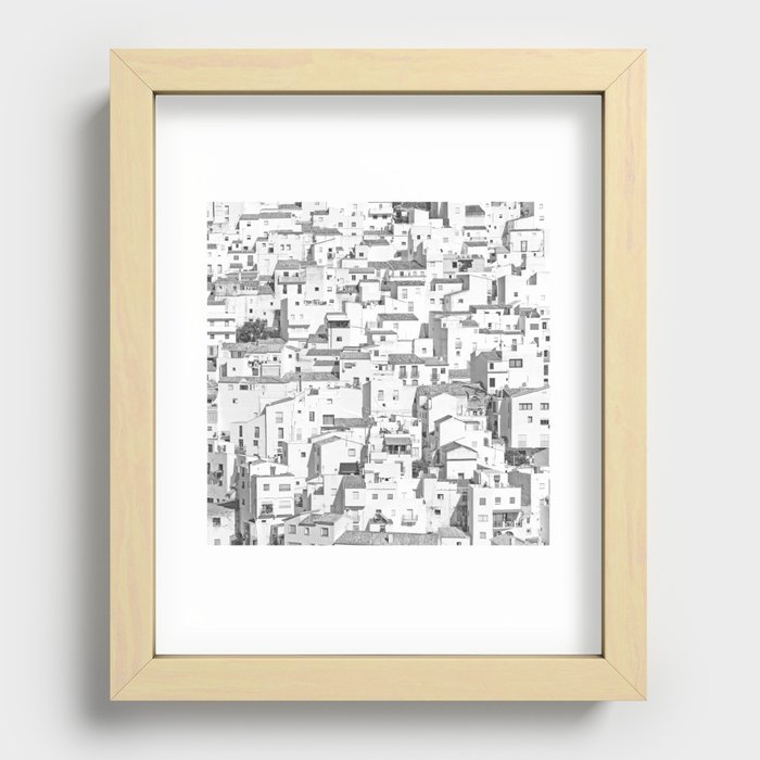Andalusia White Houses Texture Recessed Framed Print