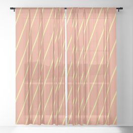 [ Thumbnail: Tan and Dark Salmon Colored Striped Pattern Sheer Curtain ]