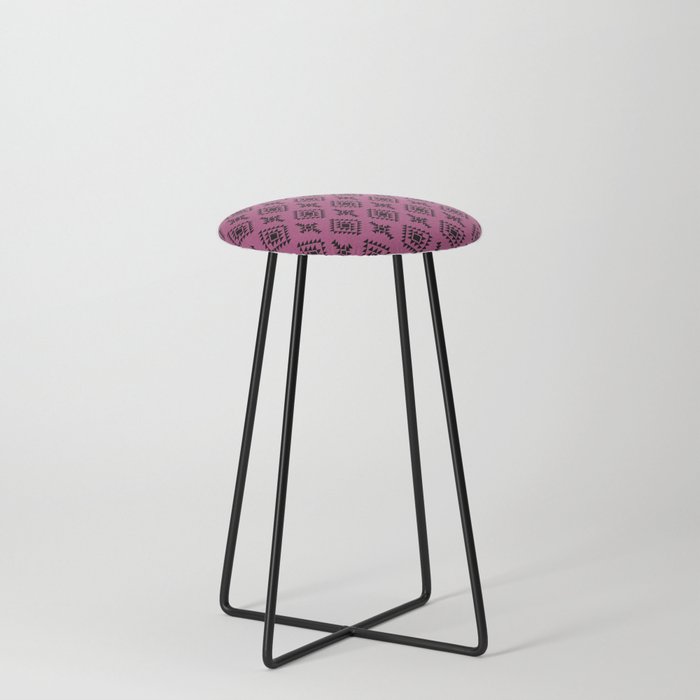 Magenta and Black Native American Tribal Pattern Counter Stool