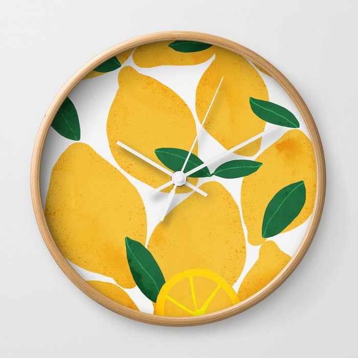 lemon mediterranean still life Wall Clock